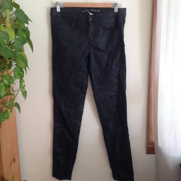 Zara Black Coated Moto Skinny Pants - Picture 1 of 4